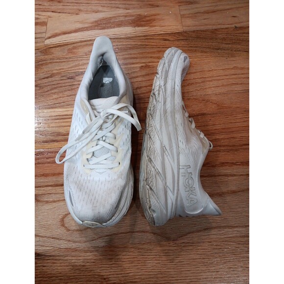 Hoka One One Clifton 8 White Running Lace Up Sneakers Size 9B - Picture 1 of 7
